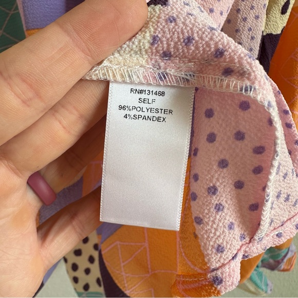 Fate Do Your Best Lavender Purple Abstract Patchwork Blouse Women’s Size Small - Picture 9 of 11